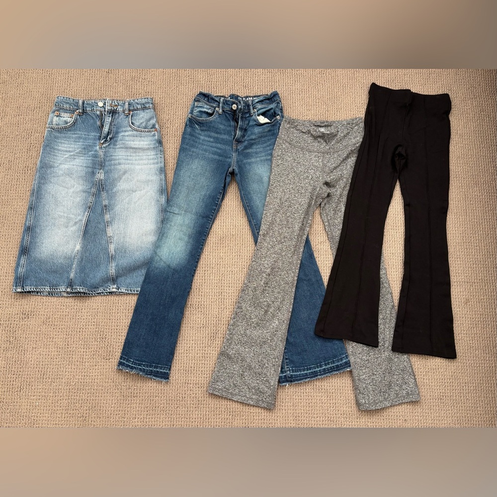 EUC Girl’s bottoms - Gap jeans, Zara & Athleta leggings, Zara skirt sz 12